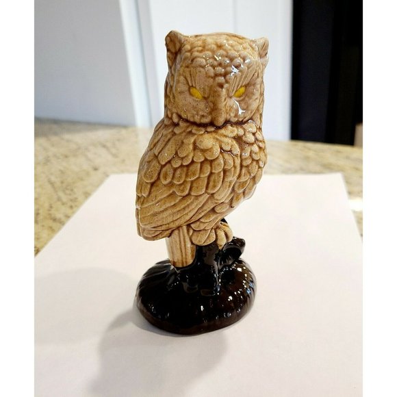 Other - Ceramic Owl Figurine. Perched. Yellow eyes. 5.5" Tall.